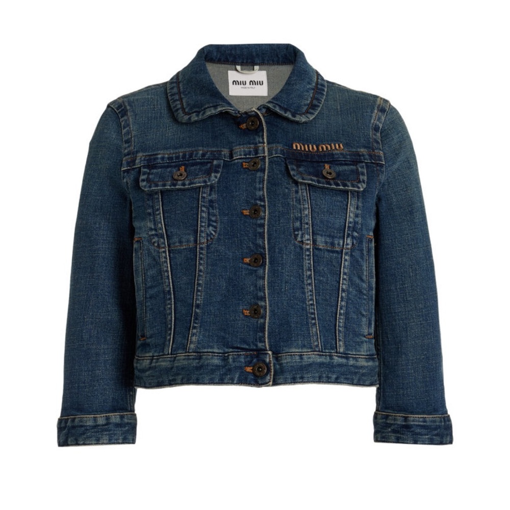 MIU MIU Cropped Stretch-Denim Jacket